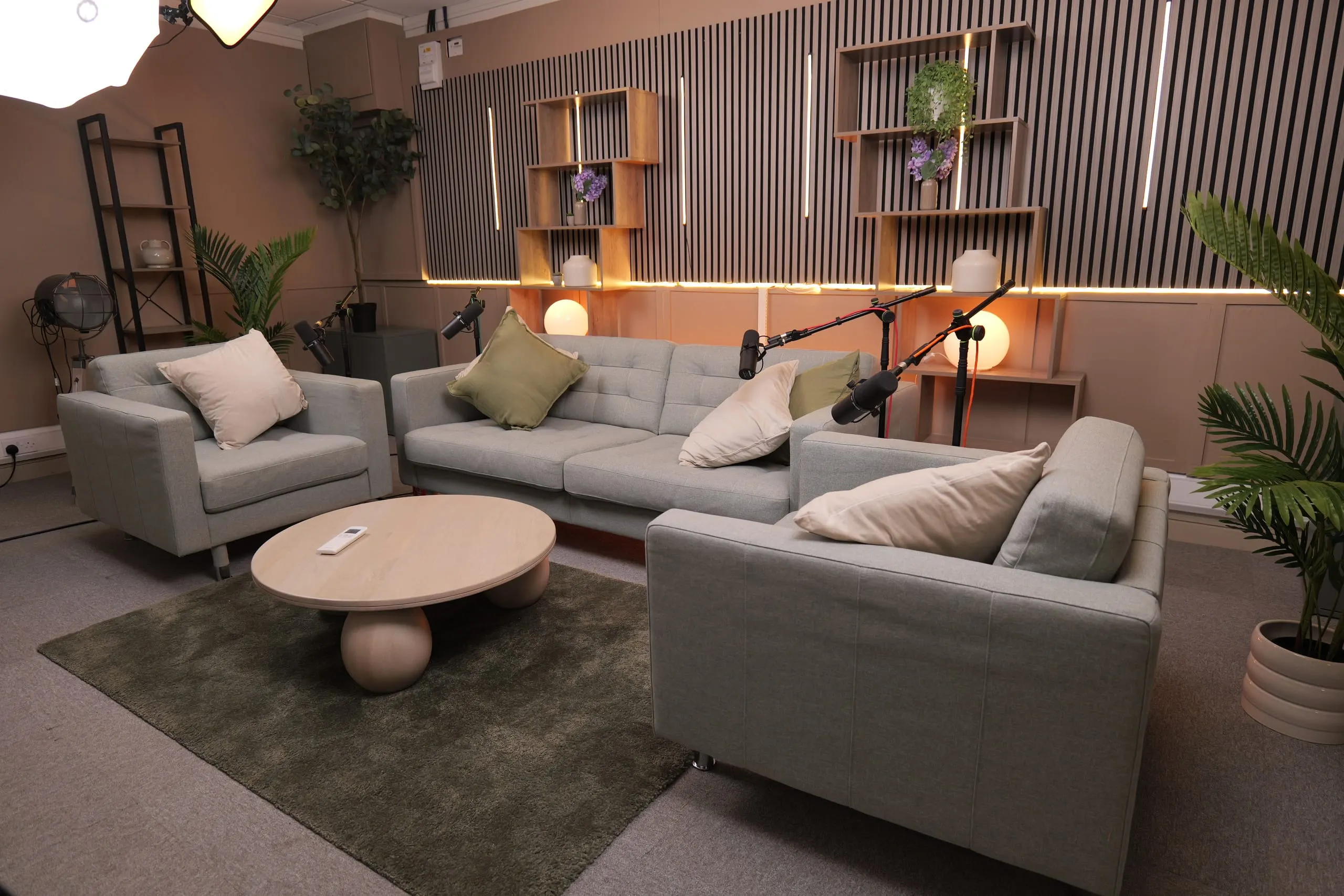 Studio 2 podcast set at Myriad Studios, view 2 of 8