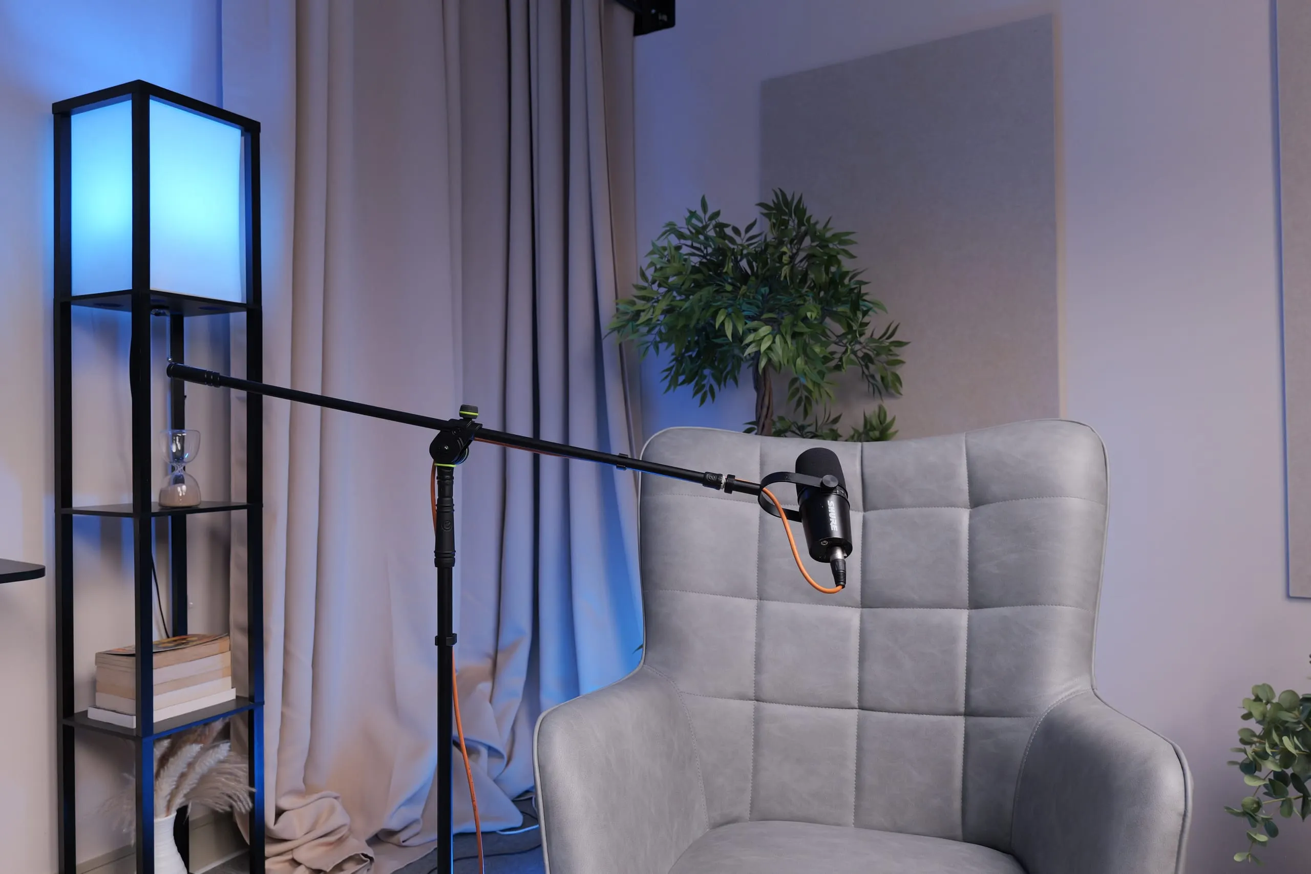 Studio 1 V2 (Grey chairs) podcast set at Myriad Studios, view 3 of 6