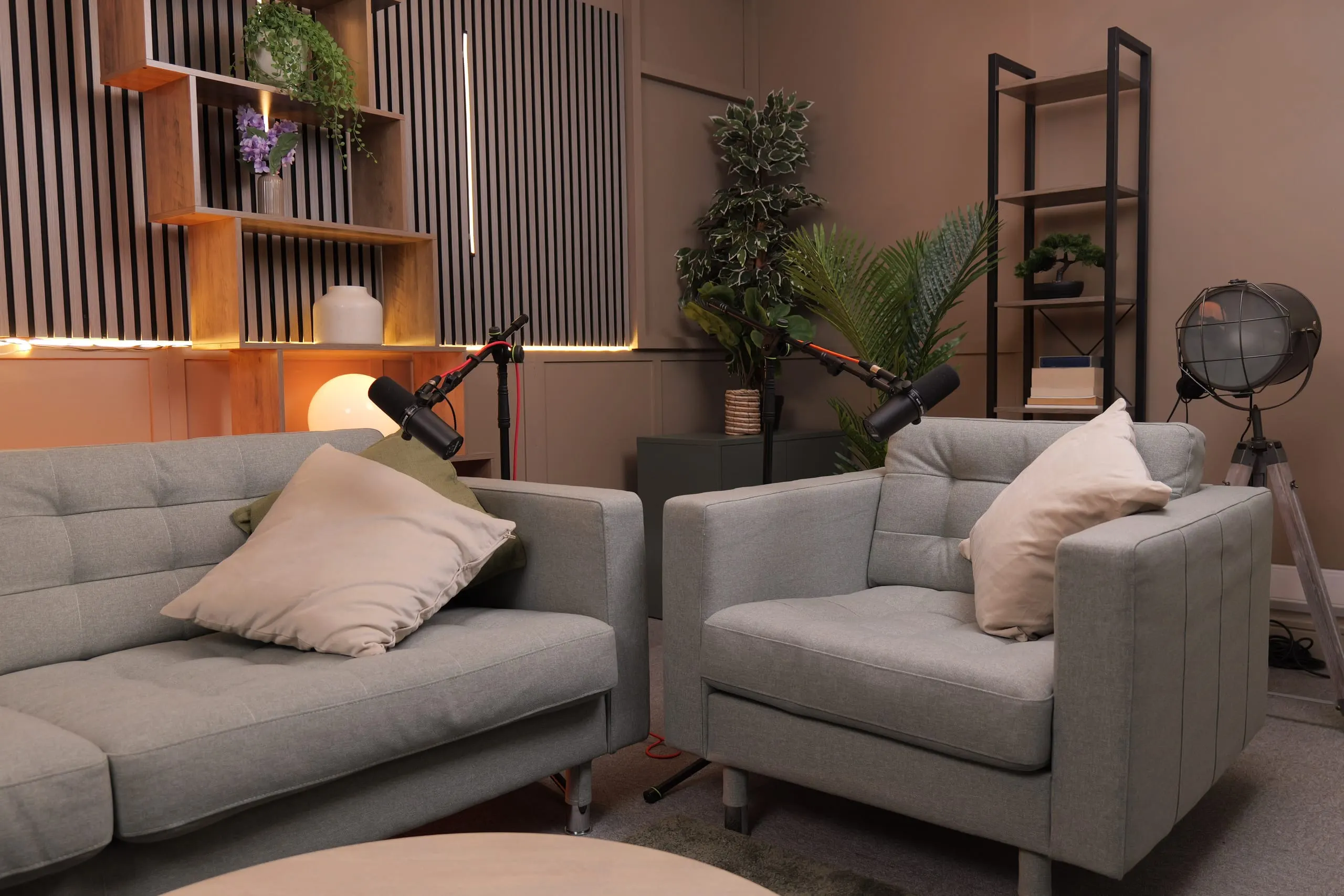 Studio 2 podcast set at Myriad Studios, view 5 of 8