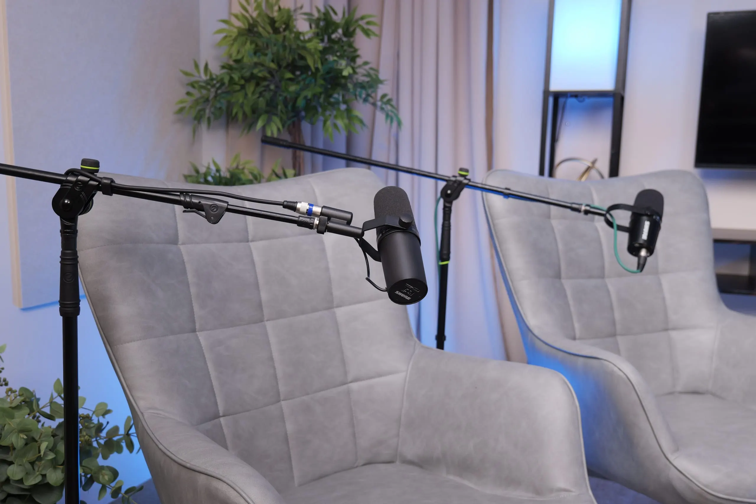 Studio 1 V2 (Grey chairs) podcast set at Myriad Studios, view 5 of 6