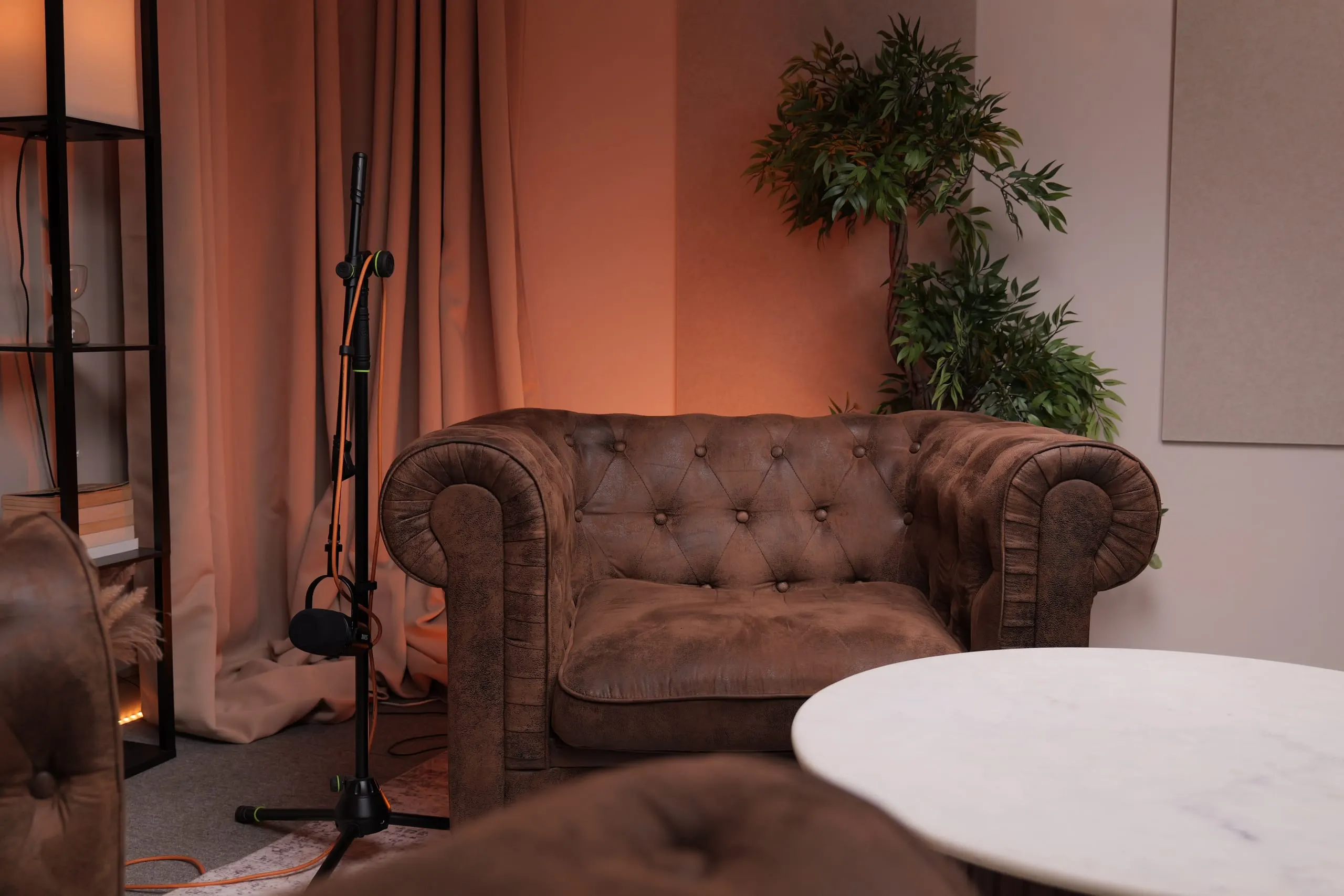 Studio 1 V1 (Chesterfields) podcast set at Myriad Studios, view 5 of 8