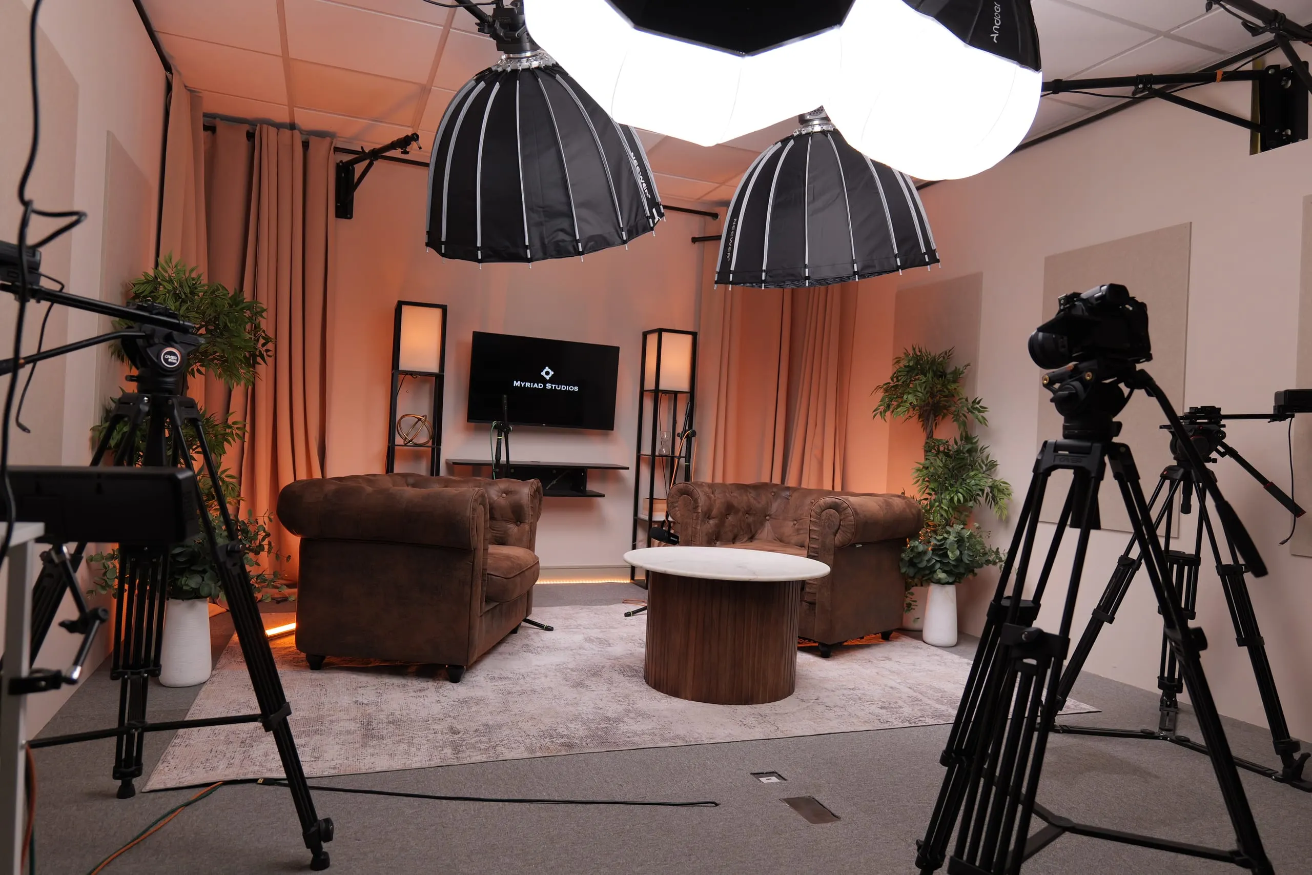 Studio 1 V1 (Chesterfields) podcast set at Myriad Studios, view 7 of 8